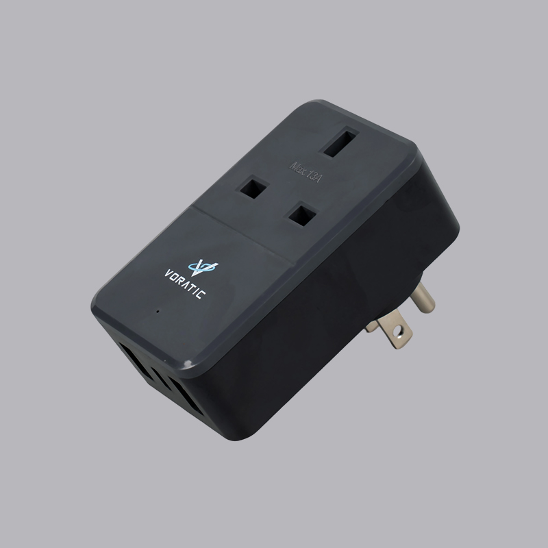 VT-926-US UK থেকে USA, 1 সকেট, 2 USB পোর্ট, 1 typeC পোর্ট অ্যাডাপ্টার